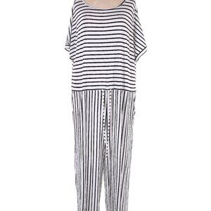 Black and White Pinstripe Jumpsuit, Plus Size 4X